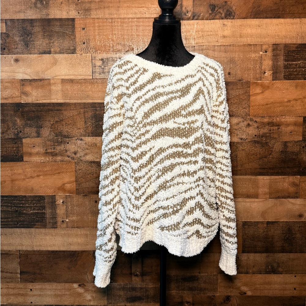 Pol Women's Cream Tan Brown Chunky Sweater Large … - image 1